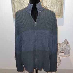 Express men’s XL blue blended color ribbed full zipper sweater